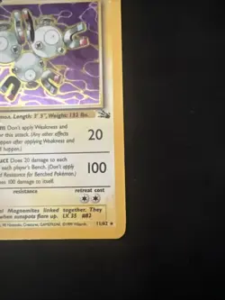 MP Magneton 11/62 Pokemon Fossil Holo Rare Moderately Played - Image 5