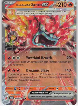 Hearthflame Mask Ogerpon ex 017/131 Double Rare Prismatic Evolutions Pokemon NM - Image 1