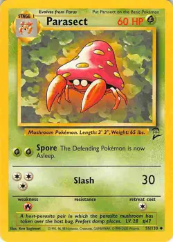 Parasect 55/130 Uncommon Base Set 2 Pokemon LP - Image 1