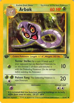 Arbok 31/62 Uncommon Fossil Pokemon LP - Image 1