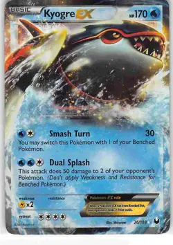 Kyogre EX 26/108 Holo Rare EX Dark Explorers Pokemon HP/DMG - Image 1