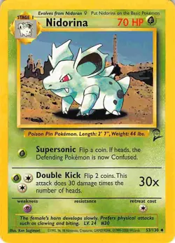 Nidorina 53/130 Uncommon Base Set 2 Pokemon LP - Image 1