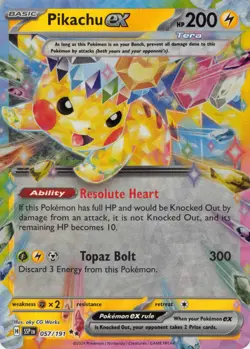 Pikachu ex 057/191 Double Rare Surging Sparks Pokemon NM - Image 1