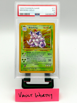 🍃 1999 Pokemon Base Set - #11 Nidoking Holo Rare Card - PSA 5 EXCELLENT 🍃 - Image 1