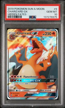 2019 POKEMON SUN & MOON HIDDEN FATES #9 CHARIZARD GX PSA 10 - Image 1