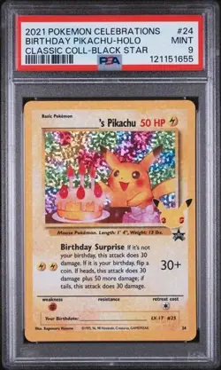 CARTA POKEMON BIRTHDAY PIKACHU 24 HOLO CLASSIC BLACK STAR ENG PSA 9 CARD - Image 2