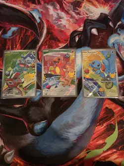 Pokemon First Partner Illustration Kanto Bulbasaur Charmander Squirtle 37 38 39 - Image 1
