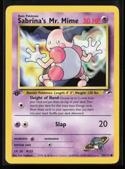 Sabrina's Mr. Mime 94/132 1st Edition Common Gym Heroes Pokemon LP - Image 1