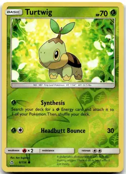 Pokemon Turtwig Ultra Prism SM05 #6/156 Common Reverse Holo LP SET FILL! - Image 1