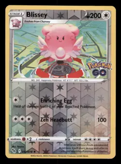 Blissey 052/078 Holo Rare Pokemon GO Pokemon TCG Reverse Holo NM - Image 1