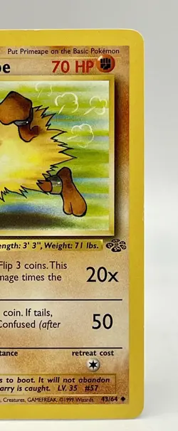 Primeape Jungle Set 43/64 Uncommon Pokemon Non Holo Vintage 1999 WOTC LP - Image 3