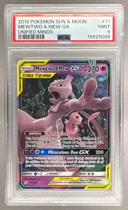 2019 Pokemon Sun & Moon Unified Minds 71/236 Mewtwo Mew GX PSA 9 76625099 - Image 1