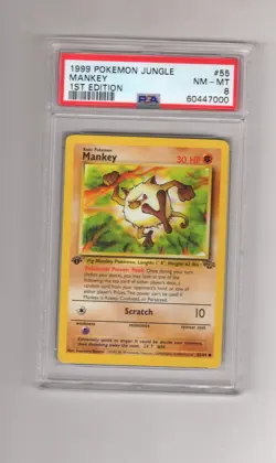 1999 POKEMON JUNGLE 1ST EDITION #55 MANKEY PSA 8 Near Mint NM-MT - Image 1