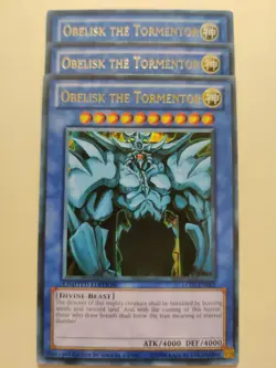 3x Yugioh Obelisk the Tormentor LC01-EN001 Ultra Rare Limited LP - Image 1