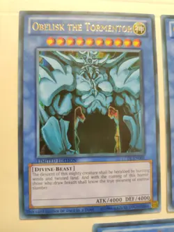 3x Yugioh Obelisk the Tormentor LC01-EN001 Ultra Rare Limited LP - Image 2