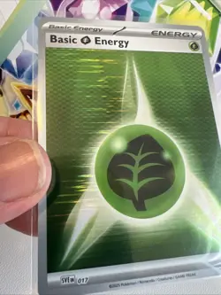 Basic Grass Energy SVE 017 Holo Pattern Pokemon White Flare & Black Bolt NM - Image 3