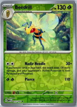 Pokemon Card - Beedrill 015/165 - SV: Scarlet & Violet 151 Rare Reverse Holo NM - Image 1