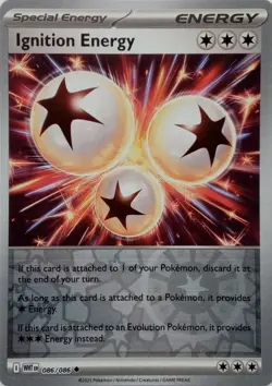 086/086 IGNITION ENERGY REVERSE HOLO WHITE FLARE POKEMON CARD - Image 1