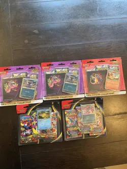pokemon ascended hero tech stickerx3 And Two Blister Packs Mega Ev And Ph Flames - Image 1