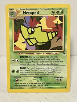 Pokemon TCG Metapod Neo Discovery 42/75 Unlimited Vintage 2001 Uncommon WOTC LP - Image 1