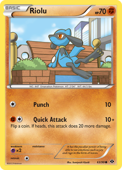 Riolu 63/99 Common Next Destinies Pokemon LP - Image 1