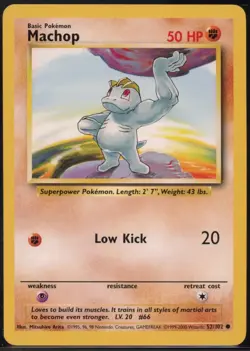 Machop 52/102 Common Base Set Pokemon MP - Image 1