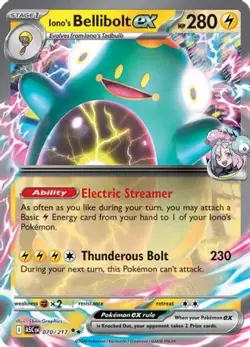 Iono's Bellibolt ex 070/217 Double Rare ME: Ascended Heroes Pokemon NM - Image 1
