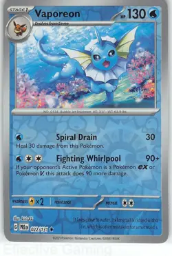 Vaporeon 022/131 Rare Prismatic Evolutions Pokemon Reverse Holo NM kirisAki - Image 1