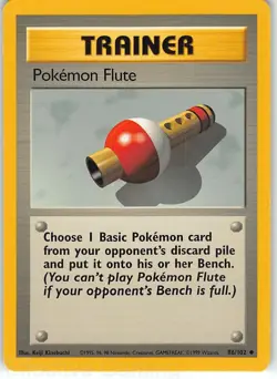 Pokemon Flute 86/102 Uncommon Base Set Unlimited Pokemon MP Kinebuchi - Image 1