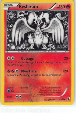 Reshiram 28/113 Holo Holo Rare Legendary Treasures Pokemon Reverse Holo LP - Image 1