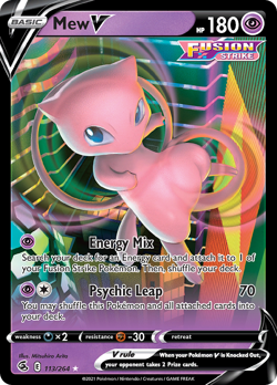 Mew V 113/264 Holo Rare V Fusion Strike Pokemon NM - Image 1