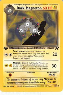 Dark Magneton 28/82 Rare Team Rocket Pokemon 1st Edition MP+ Tanaka - Image 1