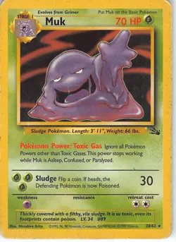 Muk 28/62 Rare Fossil Pokemon HP Arita - Image 1