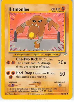 Hitmonlee 42/105 Uncommon Neo Destiny Pokemon HP Baba - Image 1