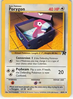 Porygon 48/82 Uncommon Team Rocket Pokemon MP Kinebuchi - Image 1