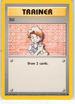 Bill 91/102 Common Base Set Unlimited Pokemon MP Sugimori - Image 1