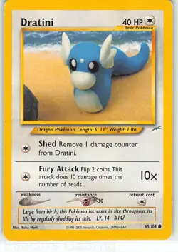 Dratini 63/105 Common Neo Destiny Pokemon Unlimited LP Morii - Image 1