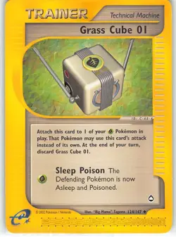 Grass Cube 124 Uncommon Aquapolis Pokemon LP Tagawa - Image 1
