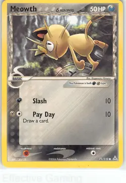 Meowth 71/110 Common Holon Phantoms Pokemon MP Himeno - Image 1