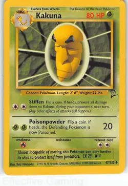 Kakuna 47/130 Uncommon Base Set 2 Pokemon LP Kinebuchi - Image 1
