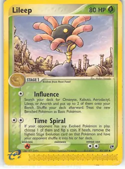 Lileep 42/100 Uncommon Sandstorm Pokemon LP Harada - Image 1