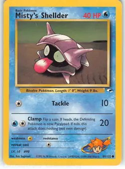 Misty's Shellder 89/132 Common Gym Heroes Pokemon Unlimited LP Sugimori - Image 1