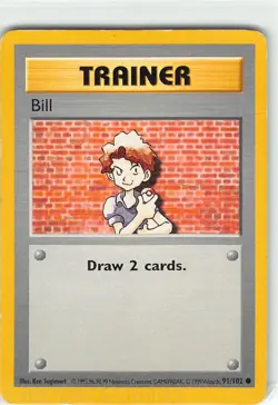 Bill 91/102 Common Base Set Unlimited Pokemon MP Sugimori - Image 1