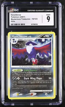 CGC 9 MINT Honchkrow 2007 Mysterious Treasures 10/123 Holo Pokemon Card - Image 1
