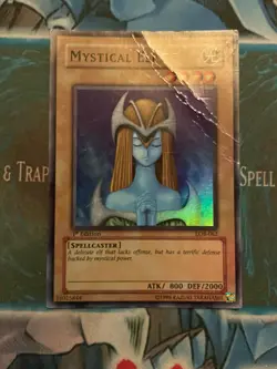 YuGiOh AE Mystical Elf LOB-062 1st edition Super Rare Asian English damaged - Image 1