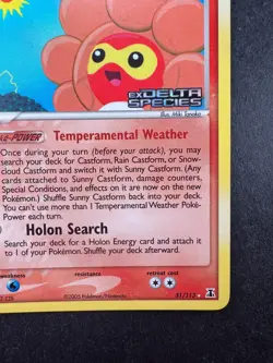 2005 Pokemon Sunny Castform Reverse Holo EX Delta Species 31/113 STAMPED - Image 5