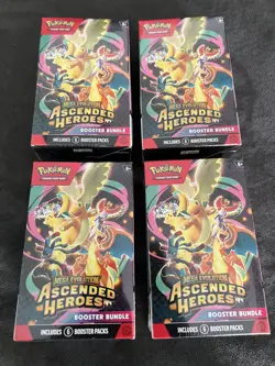 Lot of 4x New Pokemon TCG Mega Evolution Ascended Heroes Booster Bundle Boxes - Image 1