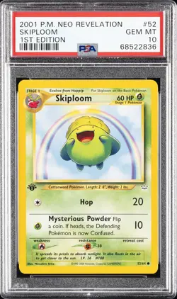 2001 POKEMON NEO REVELATION 1ST ED #52 SKIPLOOM PSA 10 - Image 1