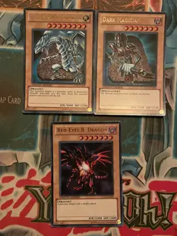 NM Yugioh Blue-Eyes Red-Eyes Dark Magician Card Set Legendary Collection LC01 - Image 1