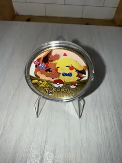 Pokemon Eevee & Pikachu Collectible Coin Gold Metal Medallion Pokemon TCG - Image 1